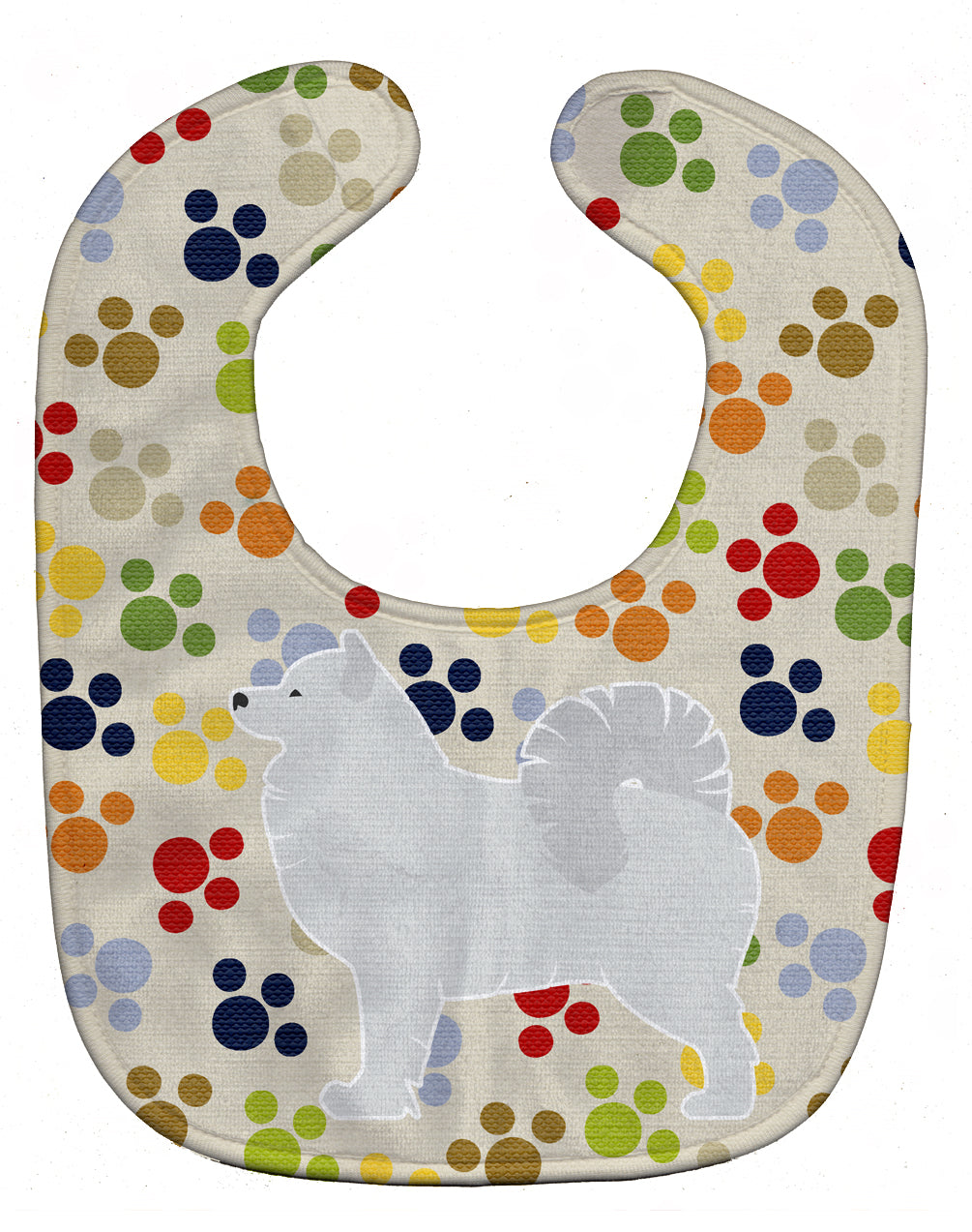 Samoyed Pawprints Baby Bib Easy-Clean Baby Bib Baby Feeding Accessory Baby Mealtime Essential, 10 x 13, Multicolor