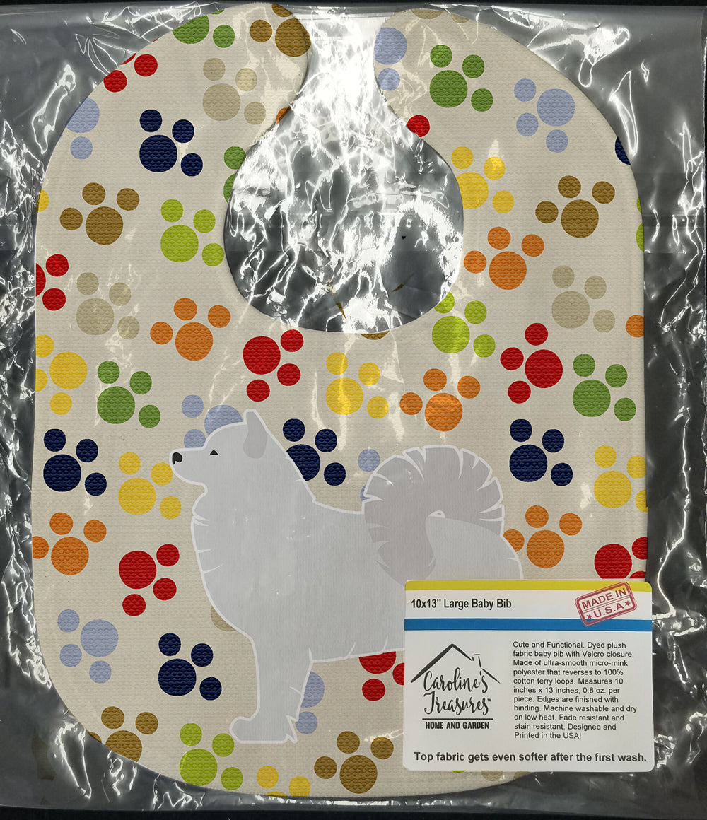 Samoyed Pawprints Baby Bib Easy-Clean Baby Bib Baby Feeding Accessory Baby Mealtime Essential, 10 x 13, Multicolor
