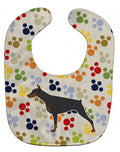 Doberman Pinscher Pawprints Baby Bib Easy-Clean Baby Bib Baby Feeding Accessory Baby Mealtime Essential, 10 x 13, Multicolor