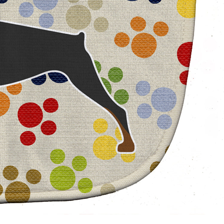 Doberman Pinscher Pawprints Baby Bib Easy-Clean Baby Bib Baby Feeding Accessory Baby Mealtime Essential, 10 x 13, Multicolor