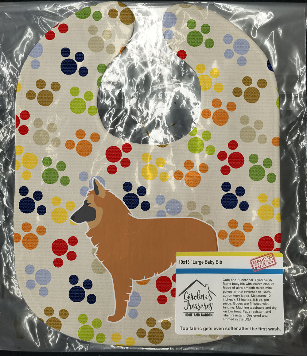 Belgian Shepherd Pawprints Baby Bib Easy-Clean Baby Bib Baby Feeding Accessory Baby Mealtime Essential, 10 x 13, Multicolor