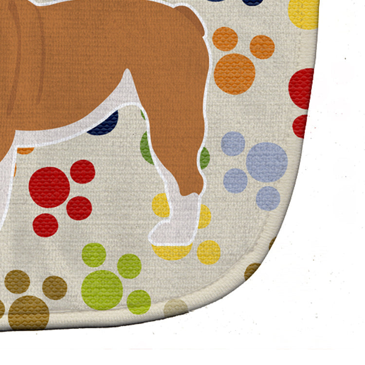 English Bulldog Pawprints Baby Bib Easy-Clean Baby Bib Baby Feeding Accessory Baby Mealtime Essential, 10 x 13, Multicolor