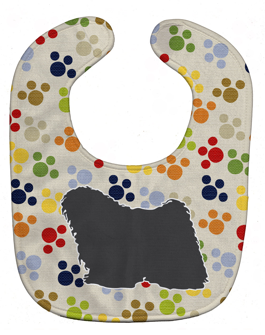 Puli Pawprints Baby Bib Easy-Clean Baby Bib Baby Feeding Accessory Baby Mealtime Essential, 10 x 13, Multicolor