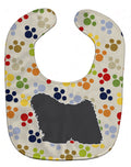 Puli Pawprints Baby Bib Easy-Clean Baby Bib Baby Feeding Accessory Baby Mealtime Essential, 10 x 13, Multicolor