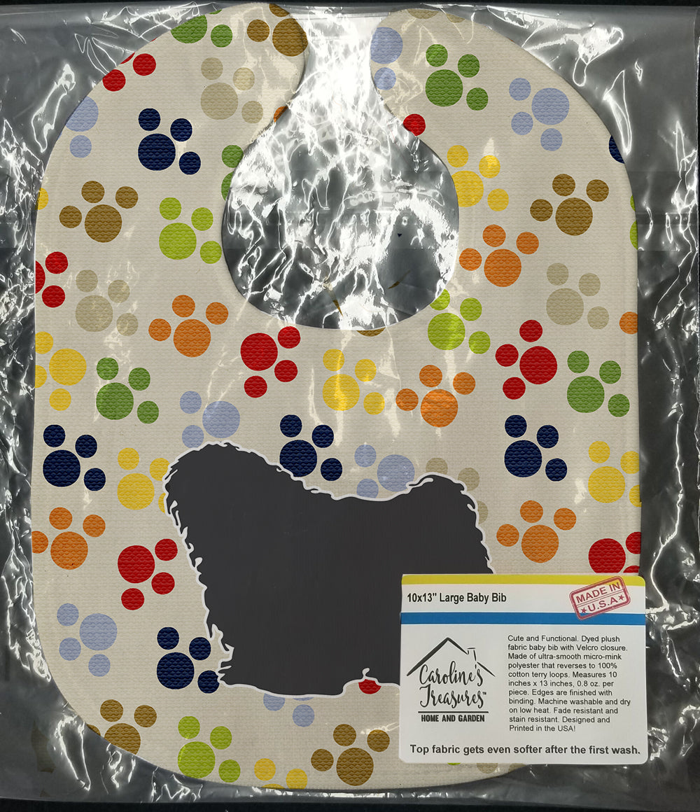 Puli Pawprints Baby Bib Easy-Clean Baby Bib Baby Feeding Accessory Baby Mealtime Essential, 10 x 13, Multicolor