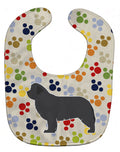 Newfoundland Pawprints Baby Bib Easy-Clean Baby Bib Baby Feeding Accessory Baby Mealtime Essential, 10 x 13, Multicolor