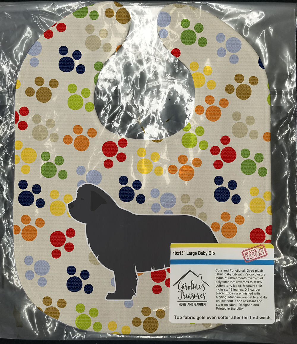 Newfoundland Pawprints Baby Bib Easy-Clean Baby Bib Baby Feeding Accessory Baby Mealtime Essential, 10 x 13, Multicolor