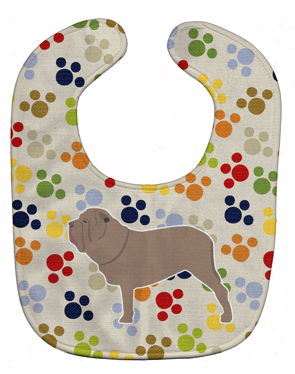 Neapolitan Mastiff Pawprints Baby Bib Easy-Clean Baby Bib Baby Feeding Accessory Baby Mealtime Essential, 10 x 13, Multicolor