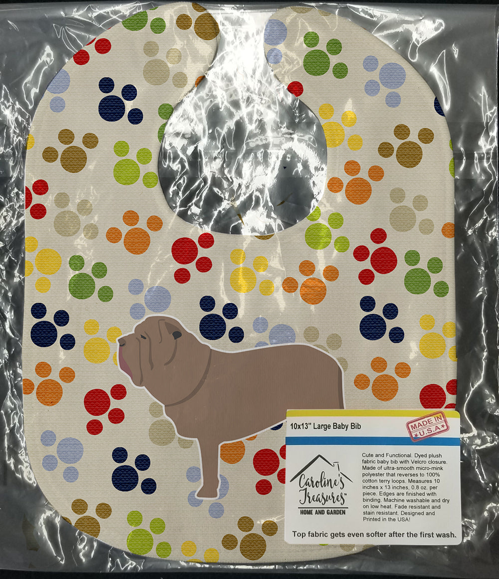 Neapolitan Mastiff Pawprints Baby Bib Easy-Clean Baby Bib Baby Feeding Accessory Baby Mealtime Essential, 10 x 13, Multicolor