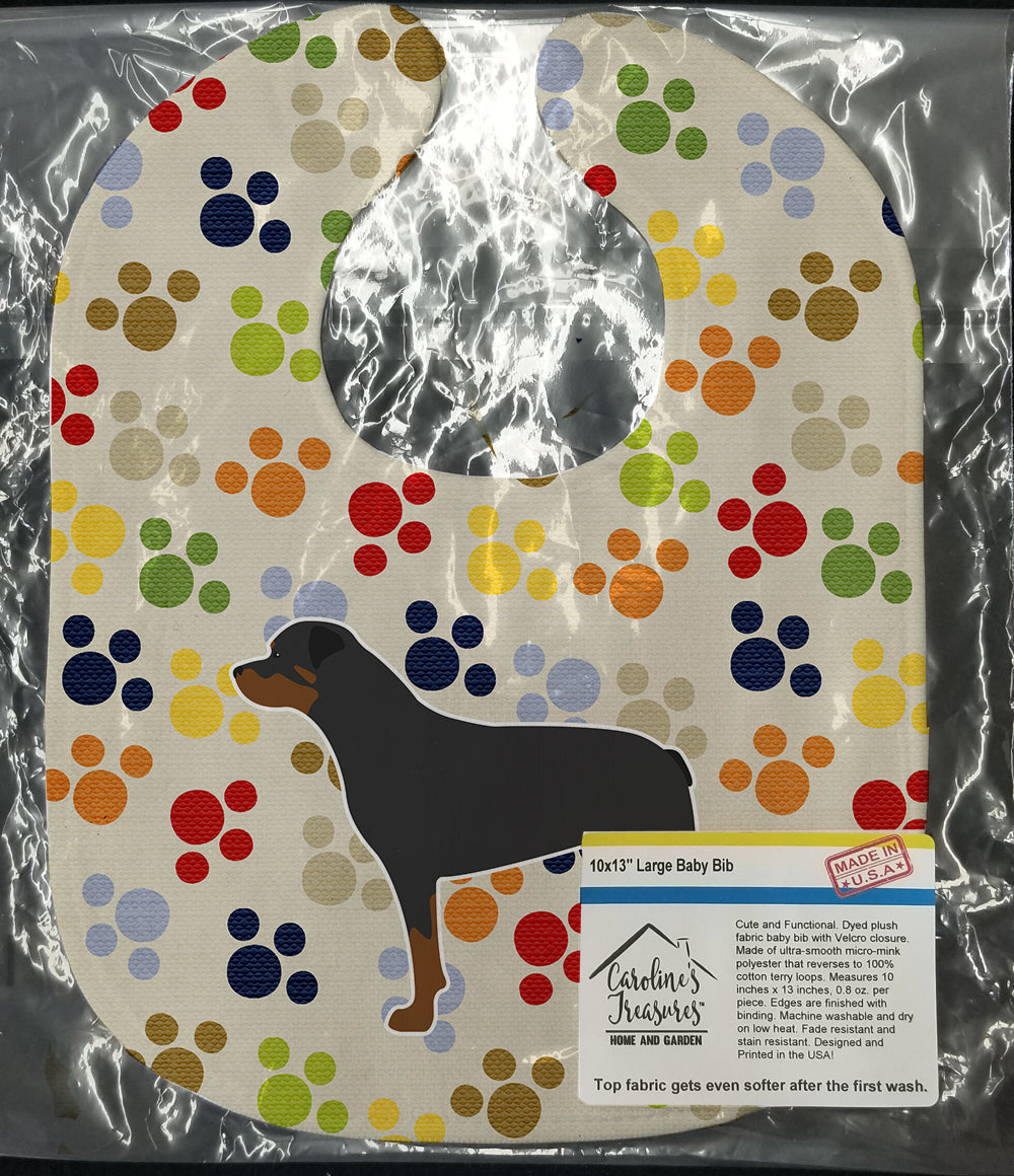 Rottweiler Pawprints Baby Bib Easy-Clean Baby Bib Baby Feeding Accessory Baby Mealtime Essential, 10 x 13, Multicolor