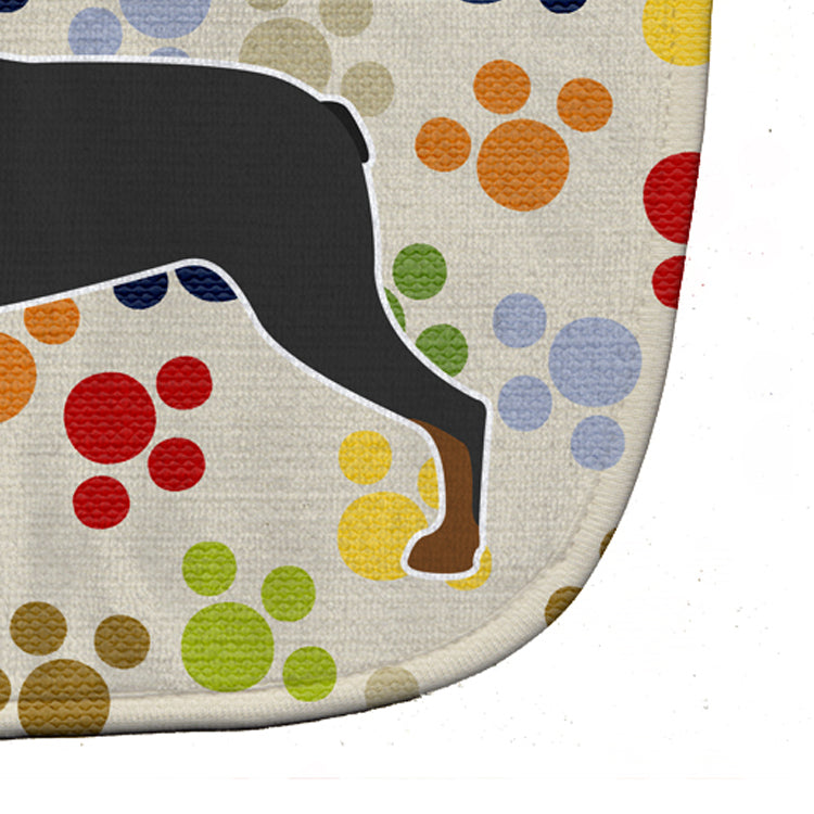 Rottweiler Pawprints Baby Bib Easy-Clean Baby Bib Baby Feeding Accessory Baby Mealtime Essential, 10 x 13, Multicolor