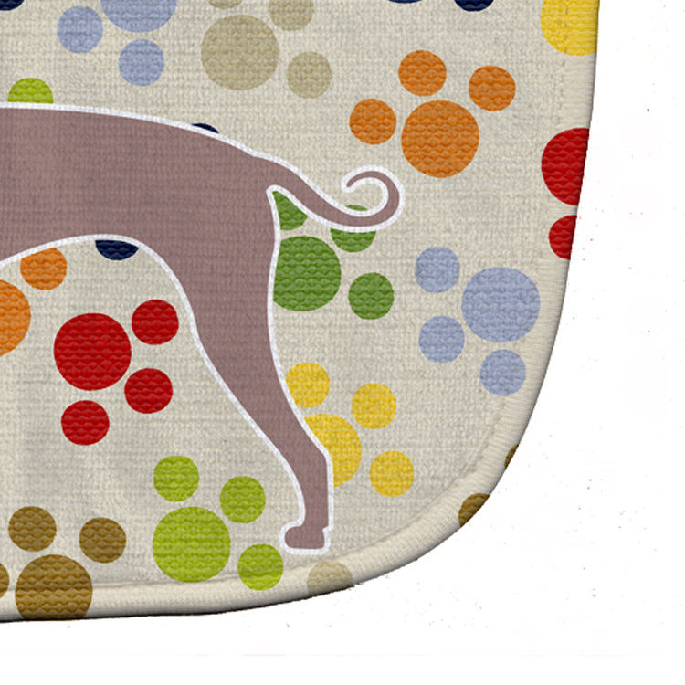 Dogo Argentino Pawprints Baby Bib Easy-Clean Baby Bib Baby Feeding Accessory Baby Mealtime Essential, 10 x 13, Multicolor