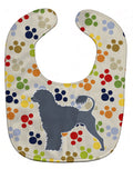 Portuguese Water Dog Pawprints Baby Bib Easy-Clean Baby Bib Baby Feeding Accessory Baby Mealtime Essential, 10 x 13, Multicolor