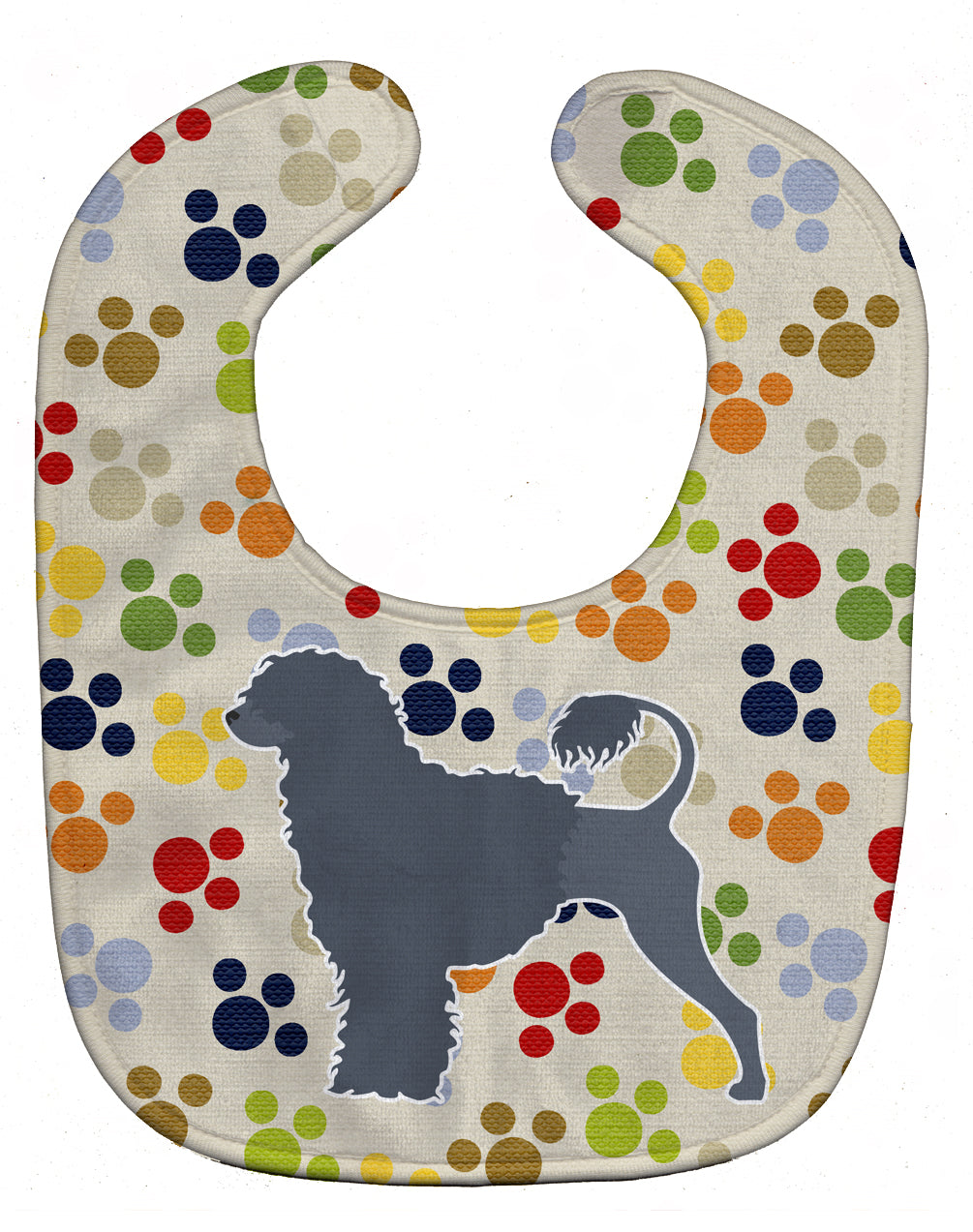 Portuguese Water Dog Pawprints Baby Bib Easy-Clean Baby Bib Baby Feeding Accessory Baby Mealtime Essential, 10 x 13, Multicolor