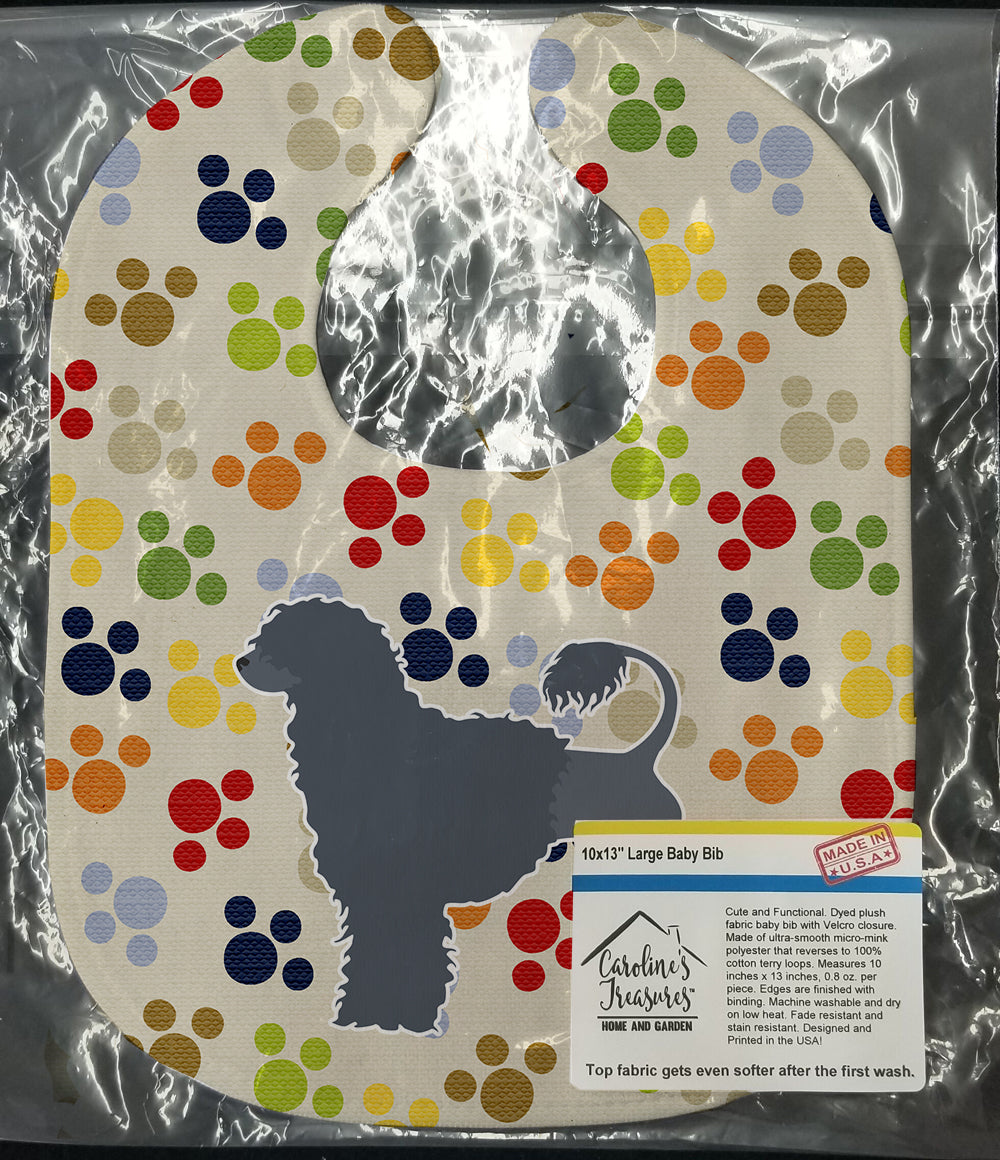 Portuguese Water Dog Pawprints Baby Bib Easy-Clean Baby Bib Baby Feeding Accessory Baby Mealtime Essential, 10 x 13, Multicolor