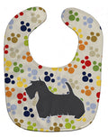 Scottish Terrier Pawprints Baby Bib Easy-Clean Baby Bib Baby Feeding Accessory Baby Mealtime Essential, 10 x 13, Multicolor