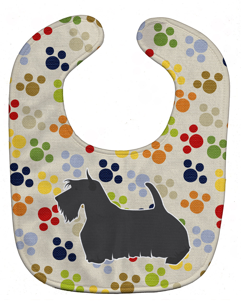 Scottish Terrier Pawprints Baby Bib Easy-Clean Baby Bib Baby Feeding Accessory Baby Mealtime Essential, 10 x 13, Multicolor