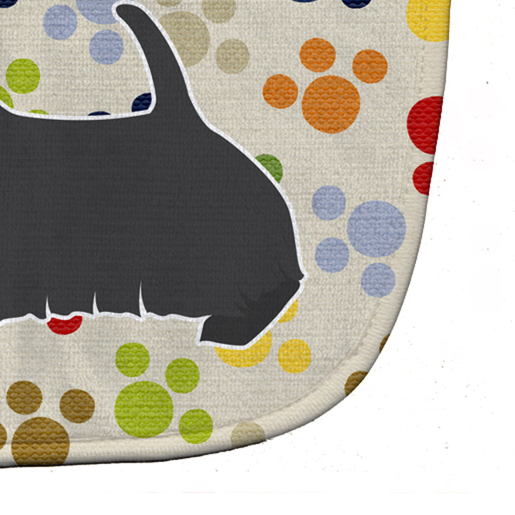 Scottish Terrier Pawprints Baby Bib Easy-Clean Baby Bib Baby Feeding Accessory Baby Mealtime Essential, 10 x 13, Multicolor