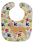 Bullmastiff Pawprints Baby Bib Easy-Clean Baby Bib Baby Feeding Accessory Baby Mealtime Essential, 10 x 13, Multicolor