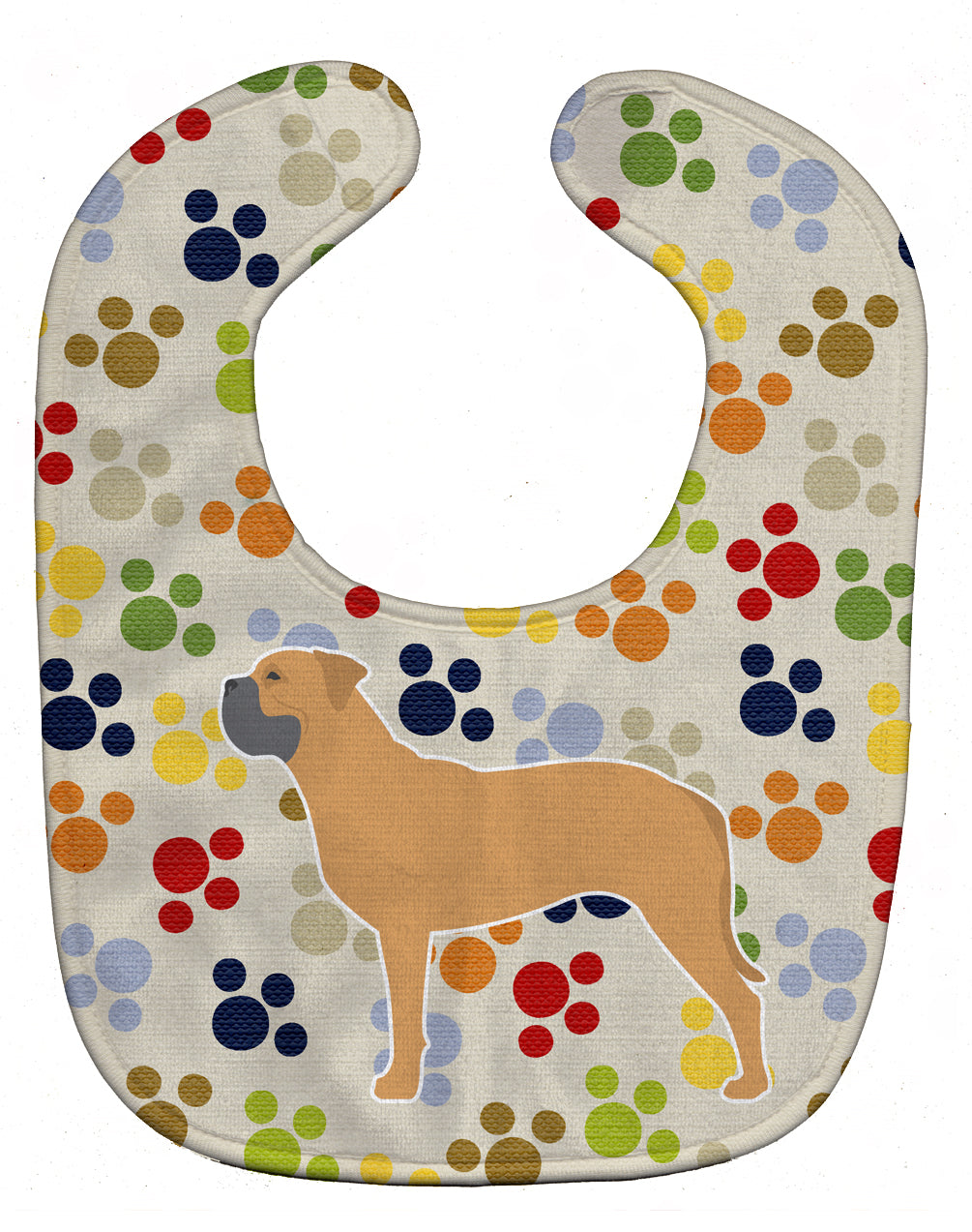 Bullmastiff Pawprints Baby Bib Easy-Clean Baby Bib Baby Feeding Accessory Baby Mealtime Essential, 10 x 13, Multicolor