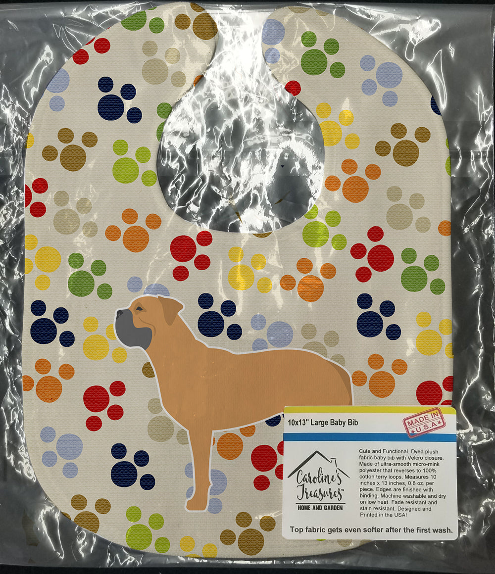Bullmastiff Pawprints Baby Bib Easy-Clean Baby Bib Baby Feeding Accessory Baby Mealtime Essential, 10 x 13, Multicolor