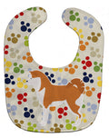 Akita Pawprints Baby Bib Easy-Clean Baby Bib Baby Feeding Accessory Baby Mealtime Essential, 10 x 13, Multicolor