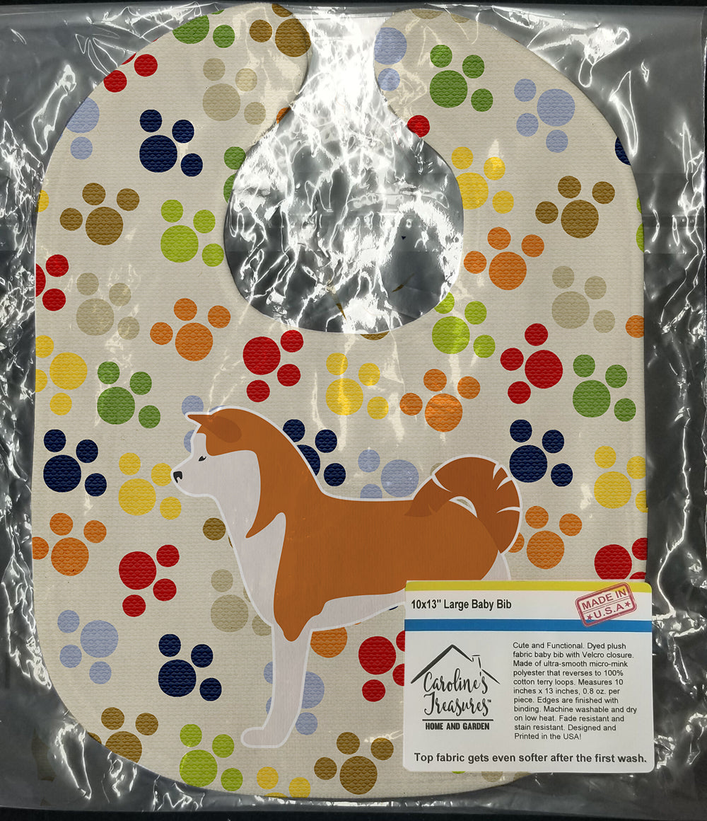 Akita Pawprints Baby Bib Easy-Clean Baby Bib Baby Feeding Accessory Baby Mealtime Essential, 10 x 13, Multicolor