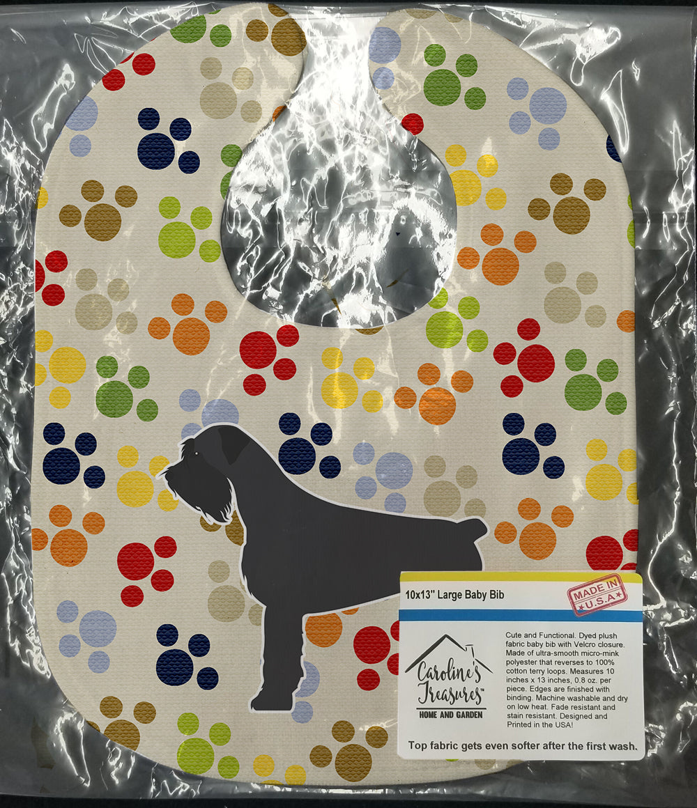 Giant Schnauzer Pawprints Baby Bib Easy-Clean Baby Bib Baby Feeding Accessory Baby Mealtime Essential, 10 x 13, Multicolor