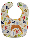 Basenji Pawprints Baby Bib Easy-Clean Baby Bib Baby Feeding Accessory Baby Mealtime Essential, 10 x 13, Multicolor