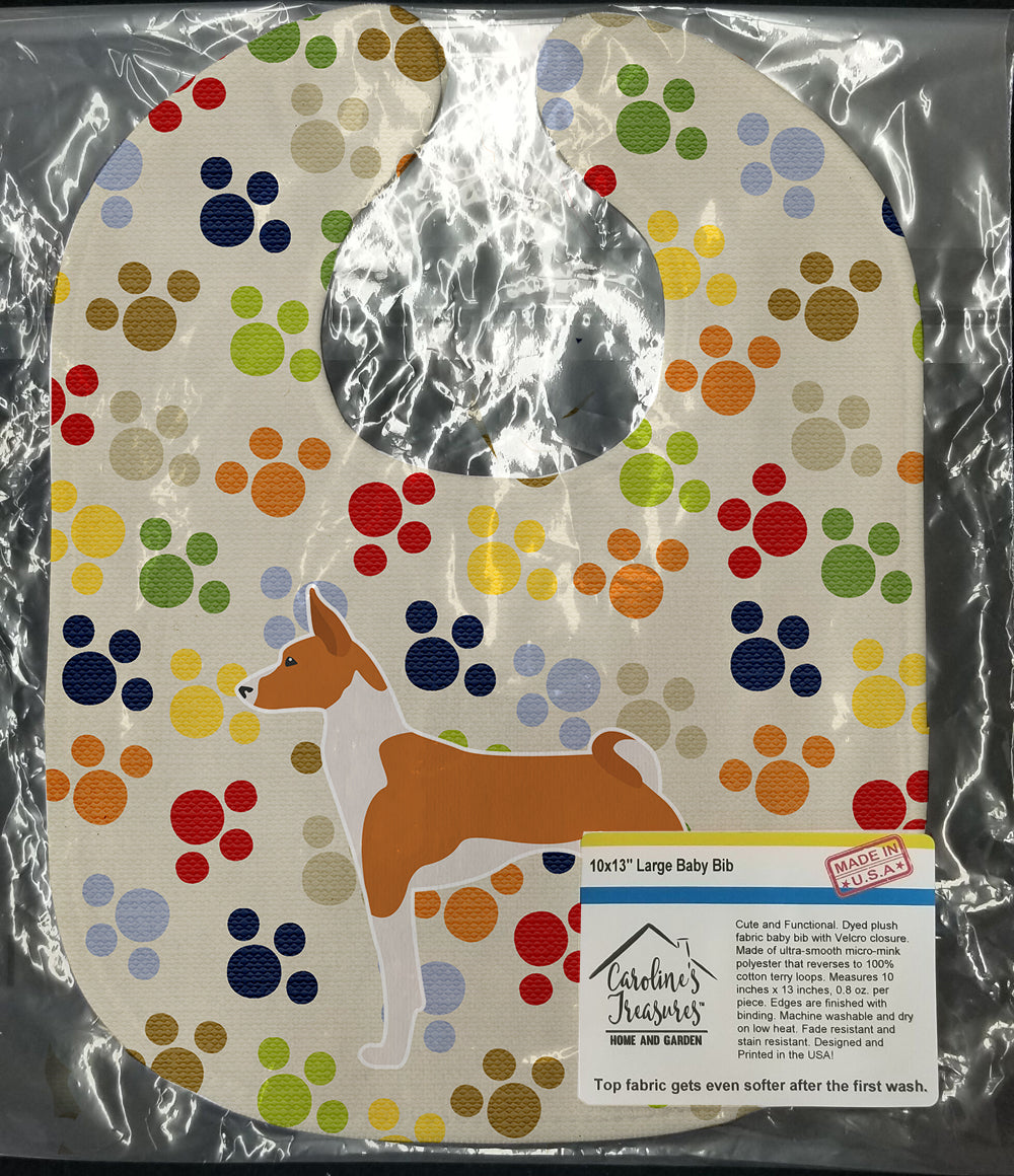 Basenji Pawprints Baby Bib Easy-Clean Baby Bib Baby Feeding Accessory Baby Mealtime Essential, 10 x 13, Multicolor