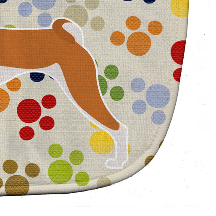 Basenji Pawprints Baby Bib Easy-Clean Baby Bib Baby Feeding Accessory Baby Mealtime Essential, 10 x 13, Multicolor