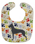 Great Dane Pawprints Baby Bib Easy-Clean Baby Bib Baby Feeding Accessory Baby Mealtime Essential, 10 x 13, Multicolor