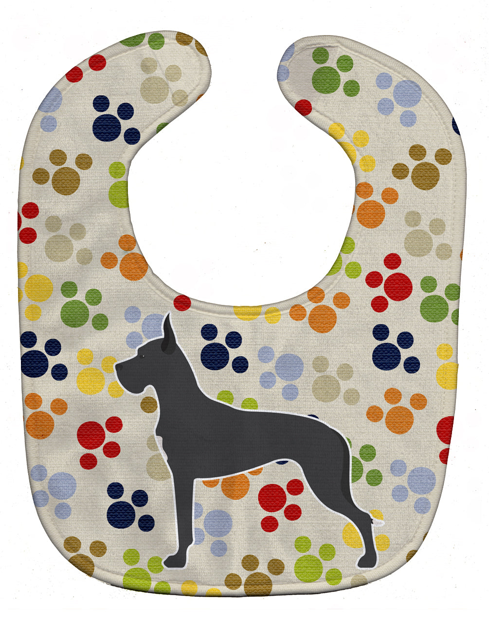 Great Dane Pawprints Baby Bib Easy-Clean Baby Bib Baby Feeding Accessory Baby Mealtime Essential, 10 x 13, Multicolor