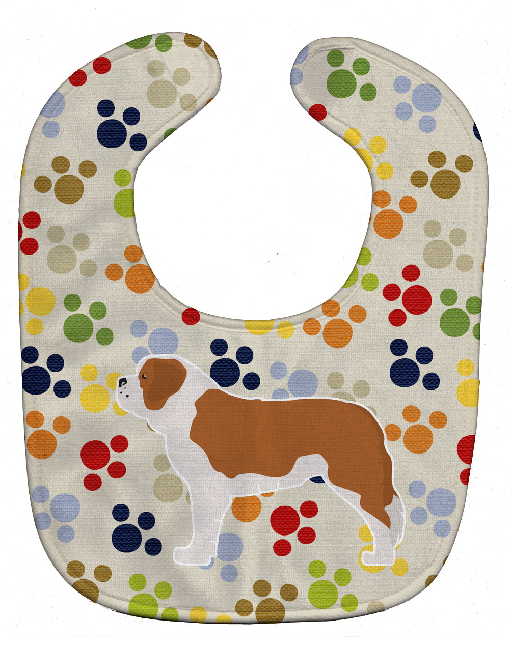 Saint Bernard Pawprints Baby Bib Easy-Clean Baby Bib Baby Feeding Accessory Baby Mealtime Essential, 10 x 13, Multicolor