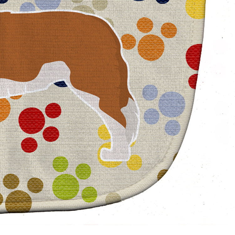 Saint Bernard Pawprints Baby Bib Easy-Clean Baby Bib Baby Feeding Accessory Baby Mealtime Essential, 10 x 13, Multicolor