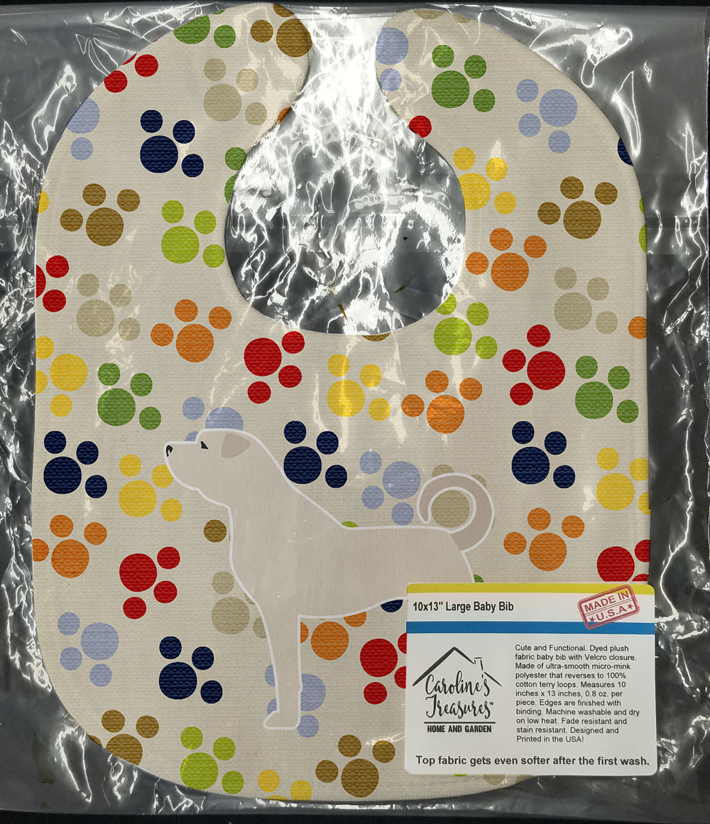 Anatolian Shepherd Pawprints Baby Bib Easy-Clean Baby Bib Baby Feeding Accessory Baby Mealtime Essential, 10 x 13, Multicolor
