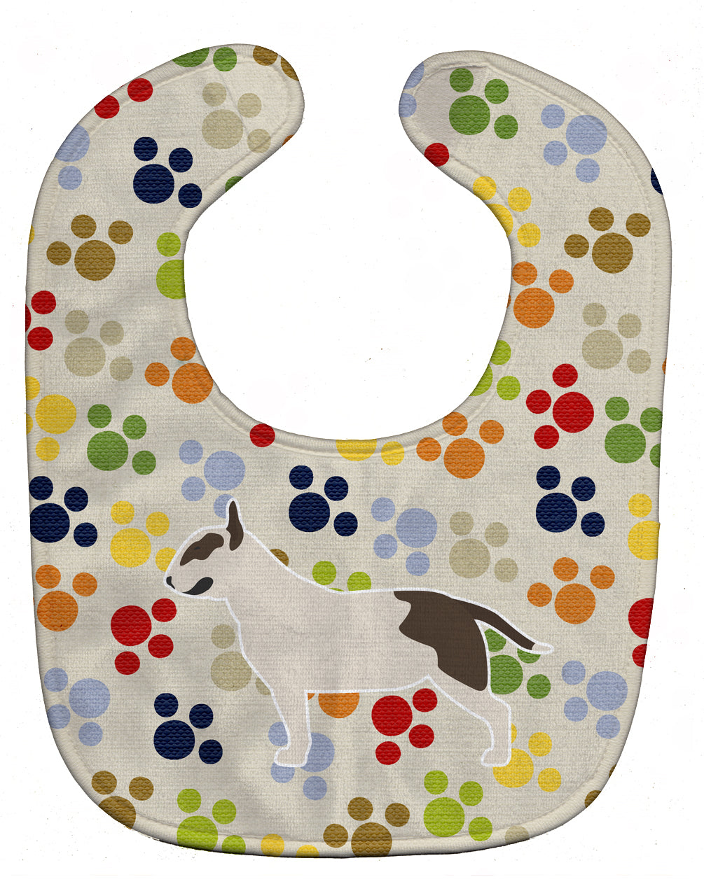 Bull Terrier Pawprints Baby Bib Easy-Clean Baby Bib Baby Feeding Accessory Baby Mealtime Essential, 10 x 13, Multicolor