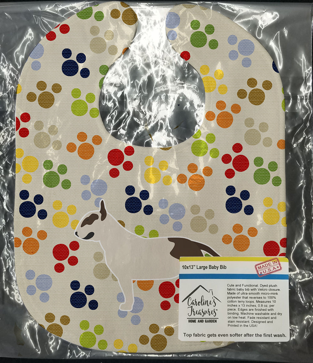 Bull Terrier Pawprints Baby Bib Easy-Clean Baby Bib Baby Feeding Accessory Baby Mealtime Essential, 10 x 13, Multicolor