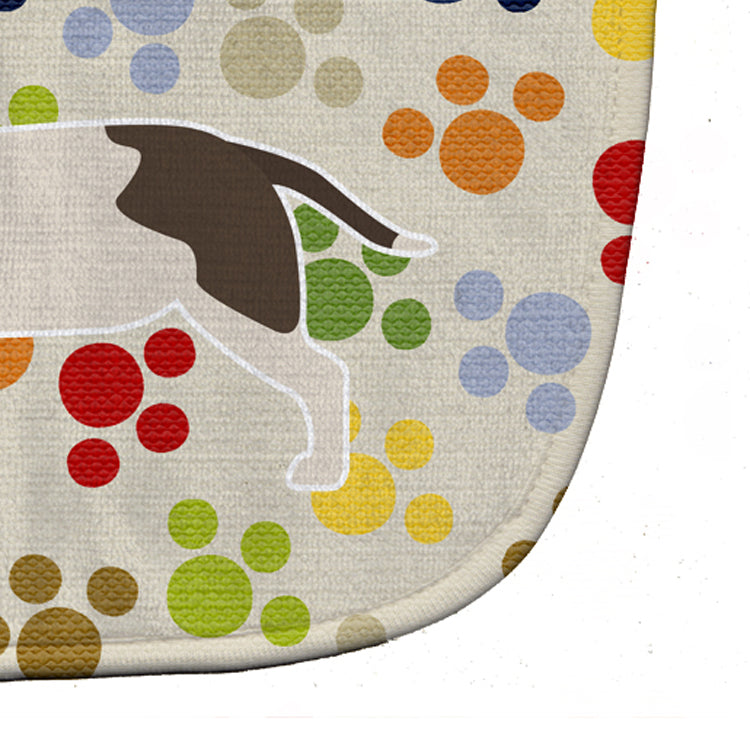 Bull Terrier Pawprints Baby Bib Easy-Clean Baby Bib Baby Feeding Accessory Baby Mealtime Essential, 10 x 13, Multicolor