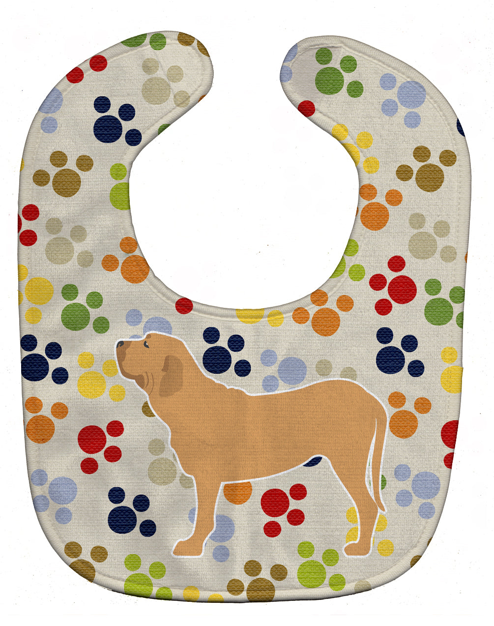 Fila Brasileiro Pawprints Baby Bib Easy-Clean Baby Bib Baby Feeding Accessory Baby Mealtime Essential, 10 x 13, Multicolor