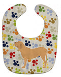 Fila Brasileiro Pawprints Baby Bib Easy-Clean Baby Bib Baby Feeding Accessory Baby Mealtime Essential, 10 x 13, Multicolor