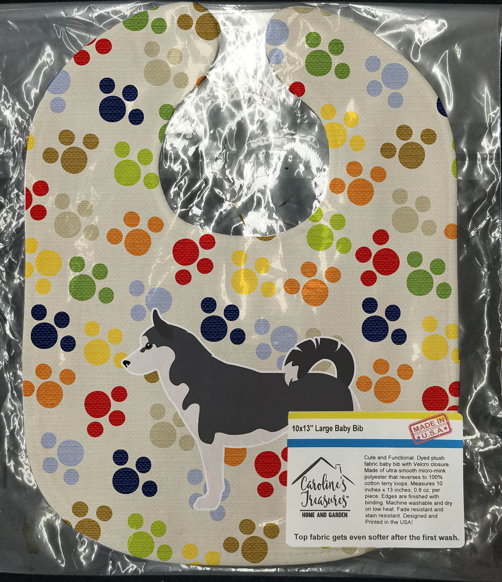 Siberian Husky Pawprints Baby Bib Easy-Clean Baby Bib Baby Feeding Accessory Baby Mealtime Essential, 10 x 13, Multicolor