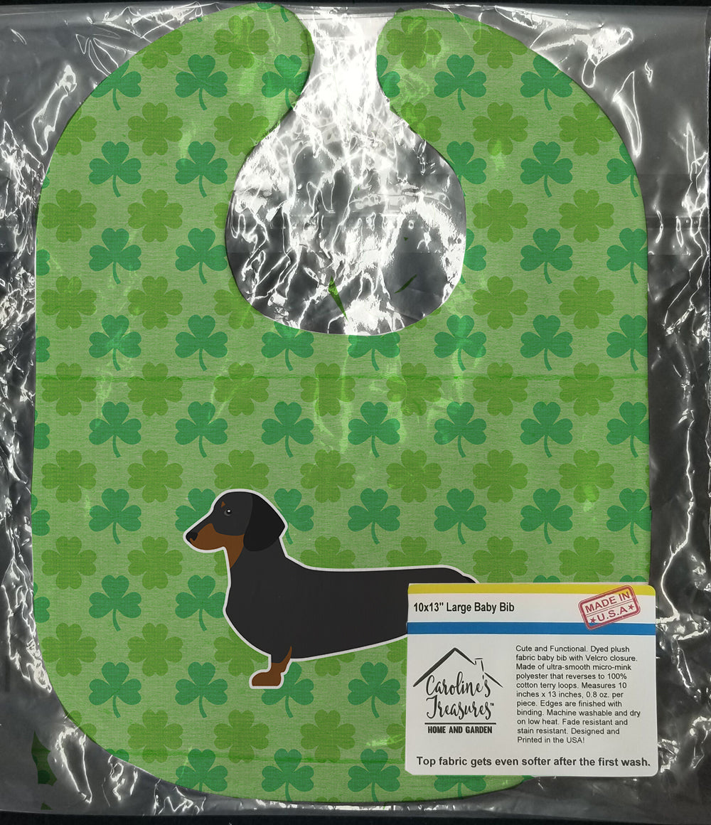 Dachshund Shamrocks  Baby Bib Easy-Clean Baby Bib Baby Feeding Accessory Baby Mealtime Essential, 10 x 13, Multicolor