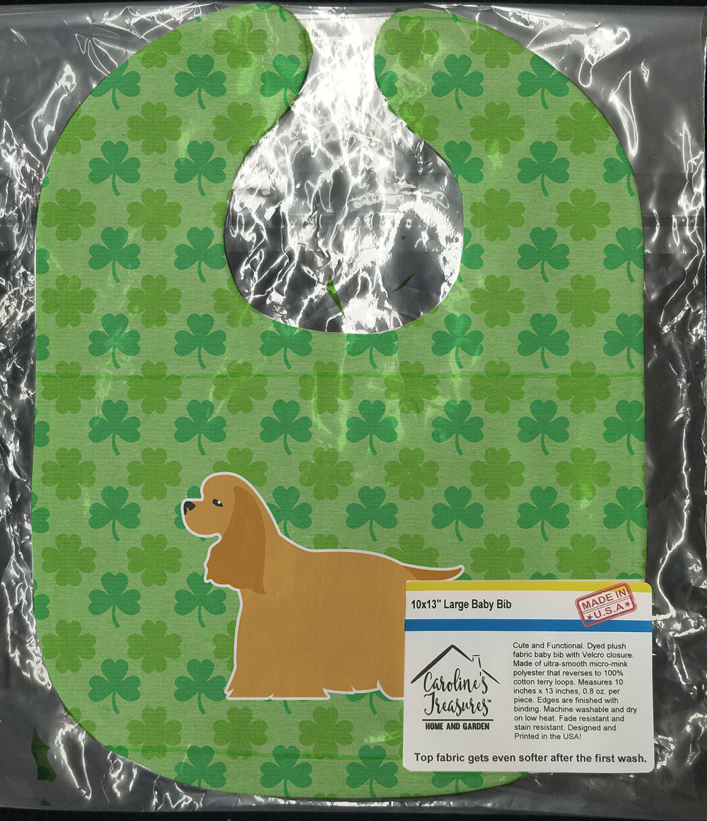 Cocker Spaniel Shamrocks  Baby Bib Easy-Clean Baby Bib Baby Feeding Accessory Baby Mealtime Essential, 10 x 13, Multicolor