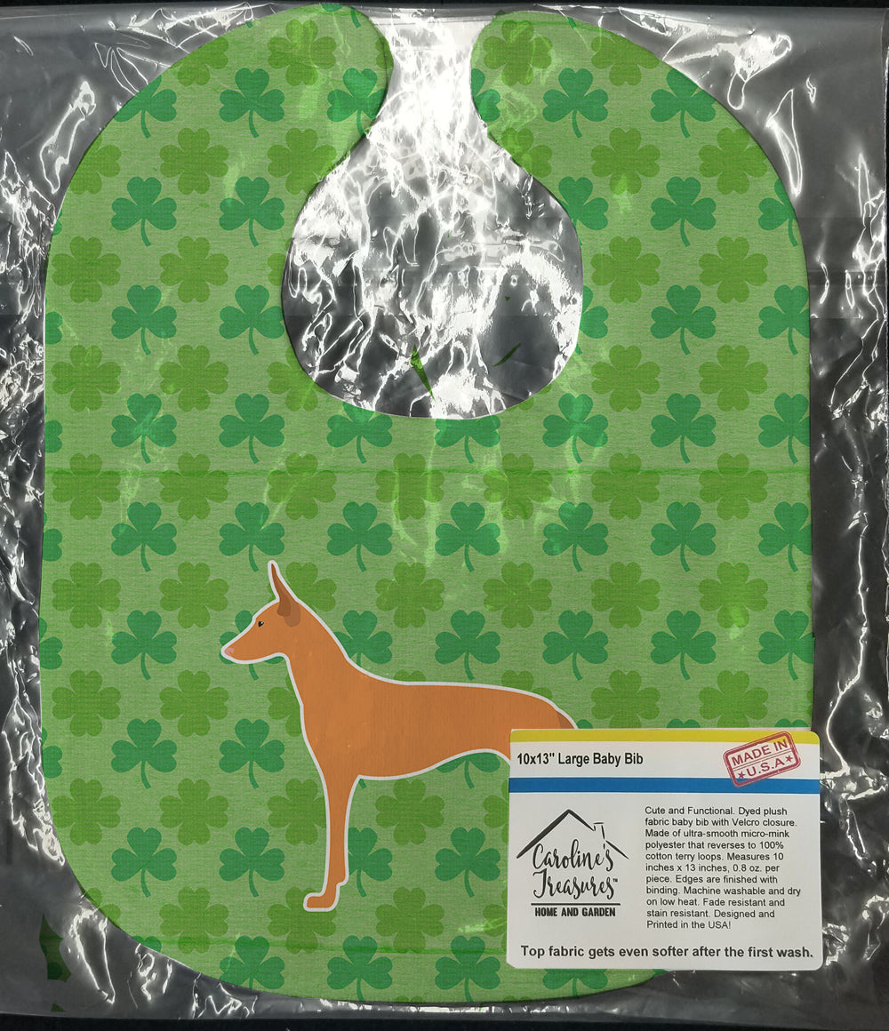 Pharaoh Hound Shamrocks  Baby Bib Easy-Clean Baby Bib Baby Feeding Accessory Baby Mealtime Essential, 10 x 13, Multicolor