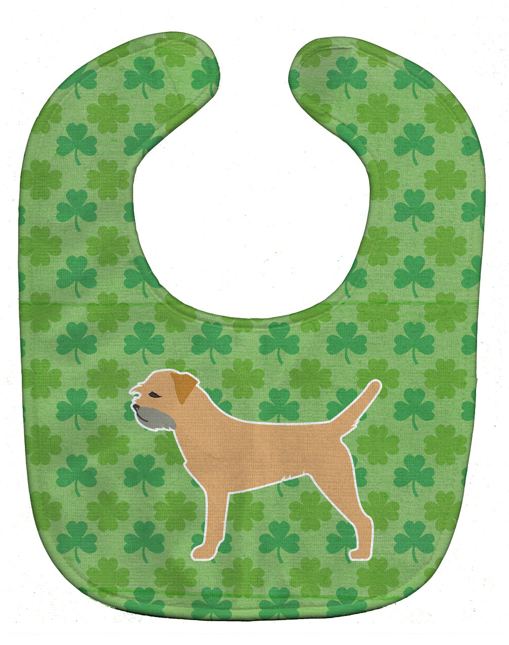 Border Terrier Shamrocks  Baby Bib Easy-Clean Baby Bib Baby Feeding Accessory Baby Mealtime Essential, 10 x 13, Multicolor
