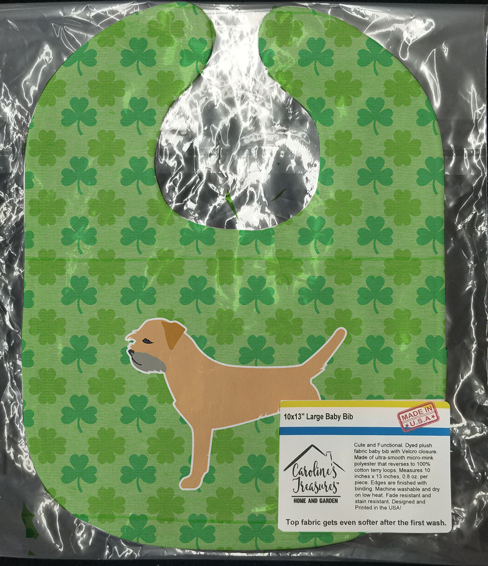 Border Terrier Shamrocks  Baby Bib Easy-Clean Baby Bib Baby Feeding Accessory Baby Mealtime Essential, 10 x 13, Multicolor