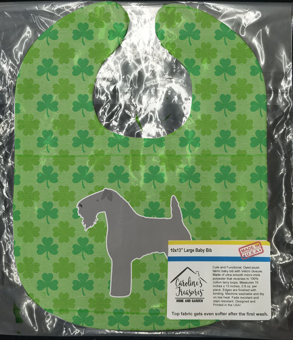 Kerry Blue Terrier Shamrocks  Baby Bib Easy-Clean Baby Bib Baby Feeding Accessory Baby Mealtime Essential, 10 x 13, Multicolor