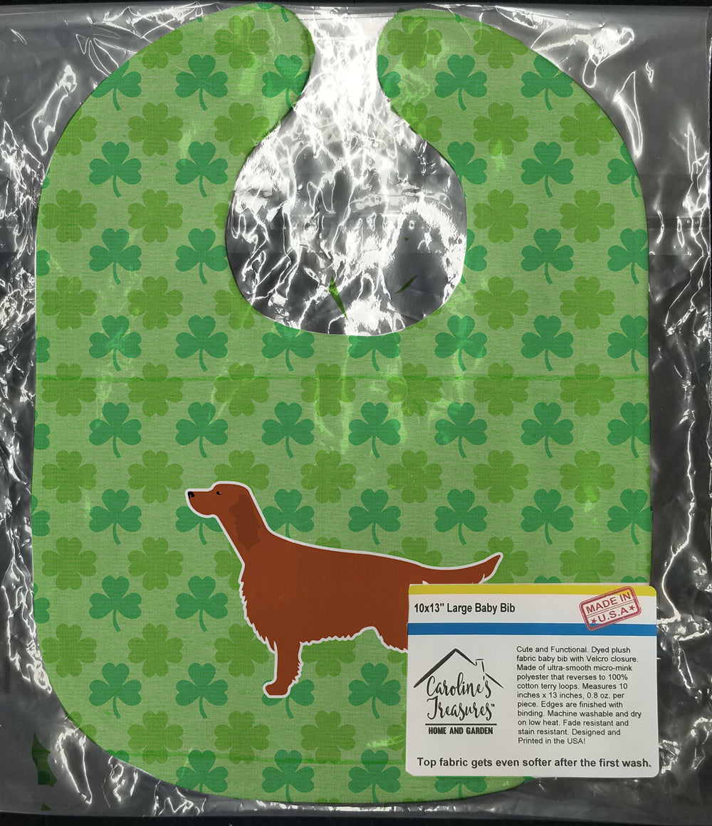 Irish Setter Shamrocks  Baby Bib Easy-Clean Baby Bib Baby Feeding Accessory Baby Mealtime Essential, 10 x 13, Multicolor
