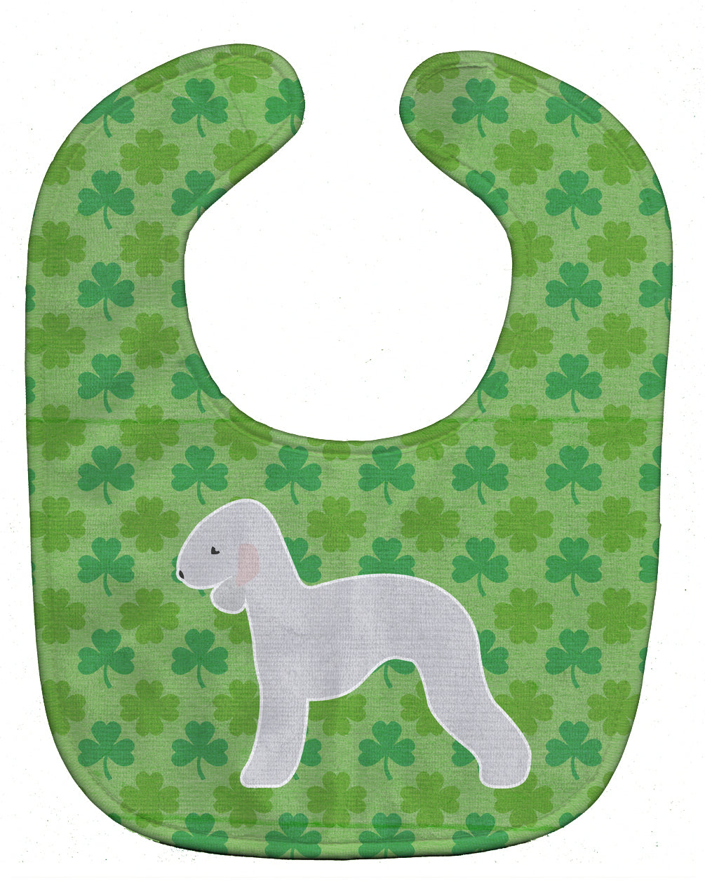 Bedlington Terrier Shamrocks  Baby Bib Easy-Clean Baby Bib Baby Feeding Accessory Baby Mealtime Essential, 10 x 13, Multicolor